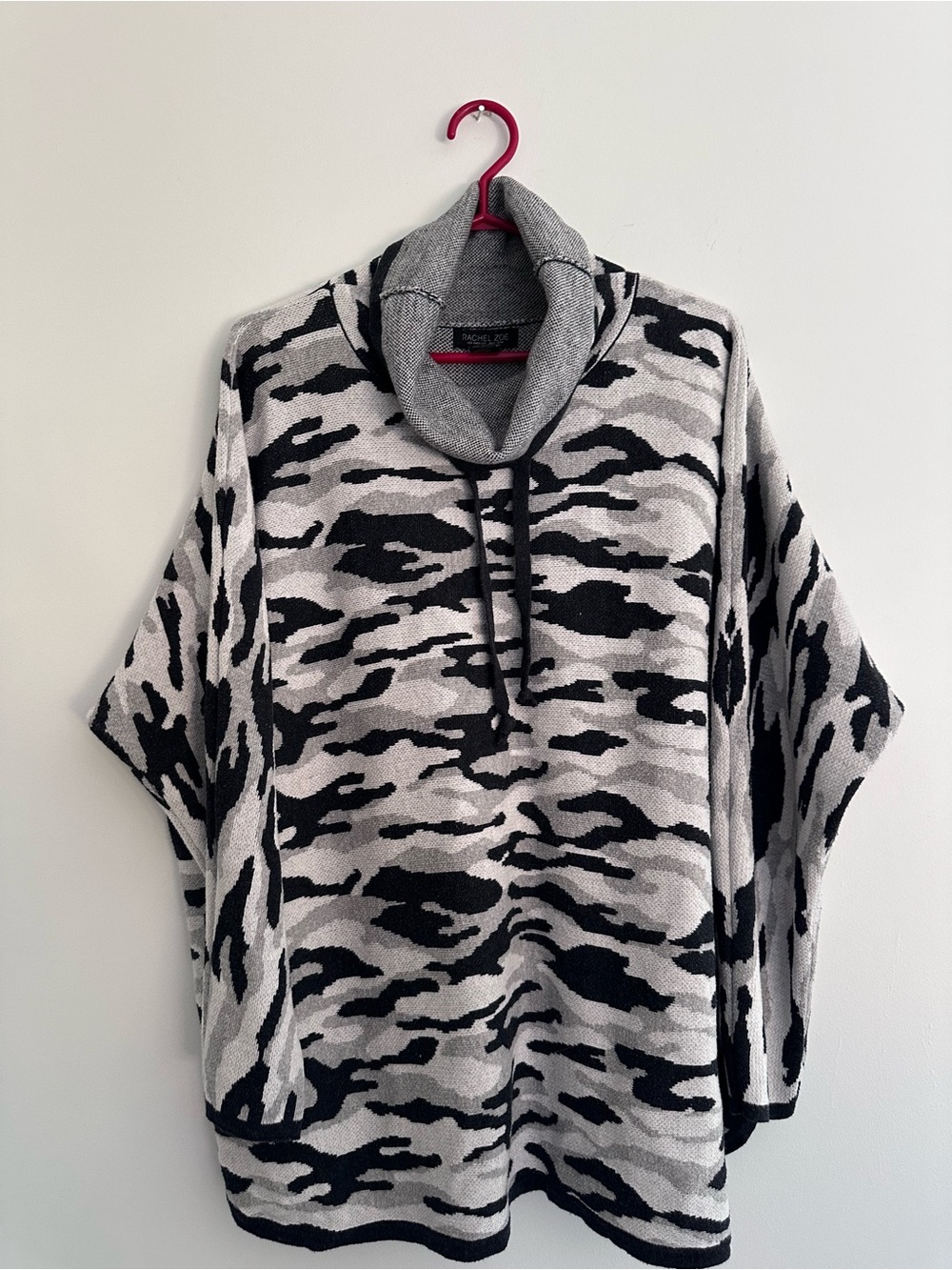 Rachel Zoe Men’s Camouflage Cowl Neck Pullover - Black & Gray